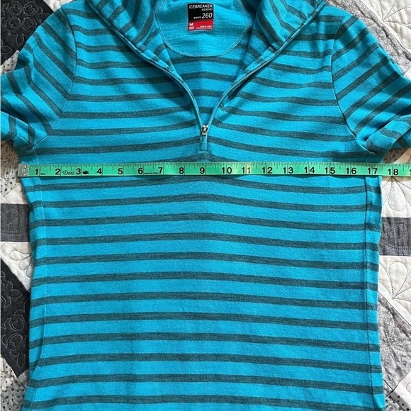Icebreaker merino wool 260 blue stripe 1/4 zip medium - Picture 6 of 11